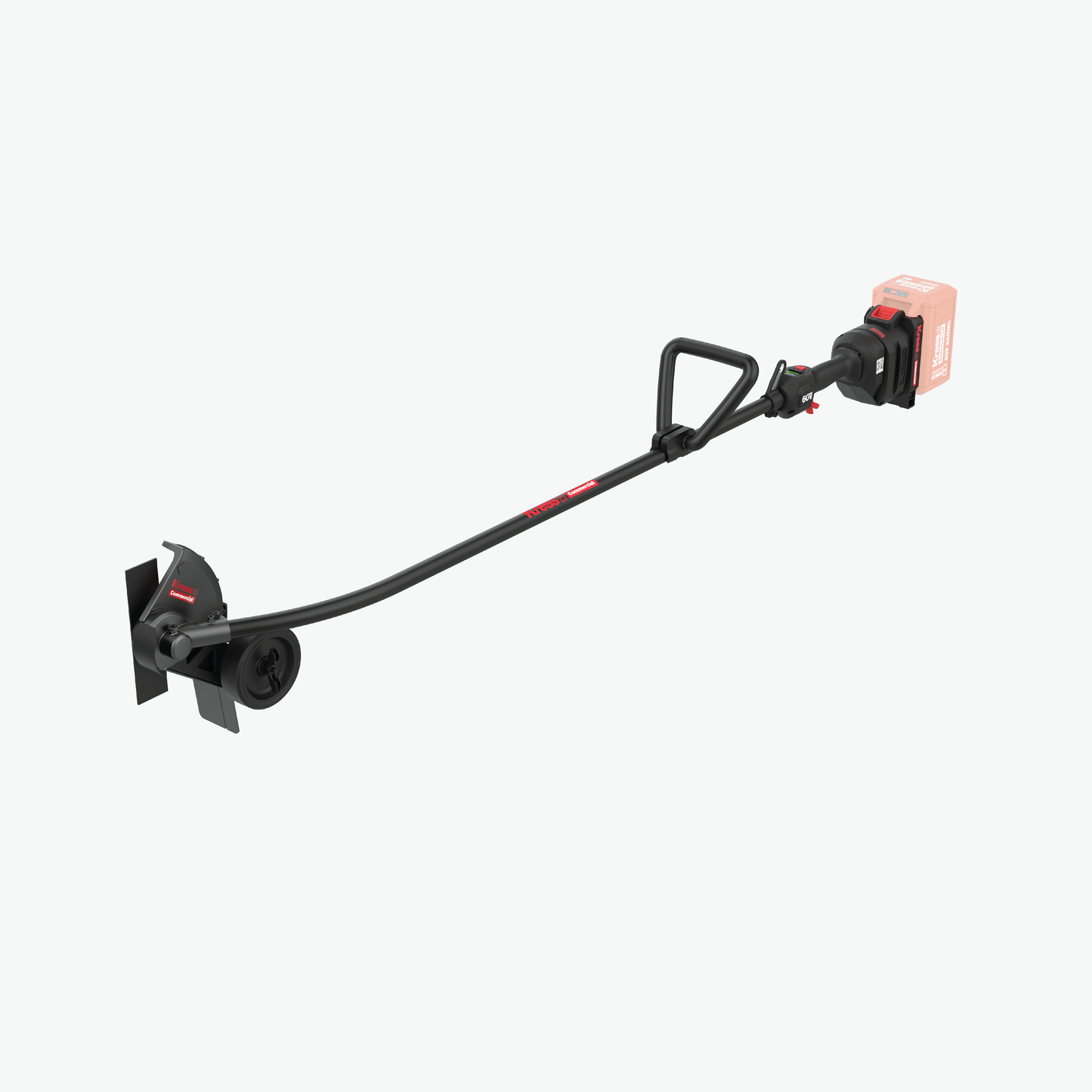 Kress Commercial 60V 8" Lawn Edger (Curved Shaft) left side view without battery