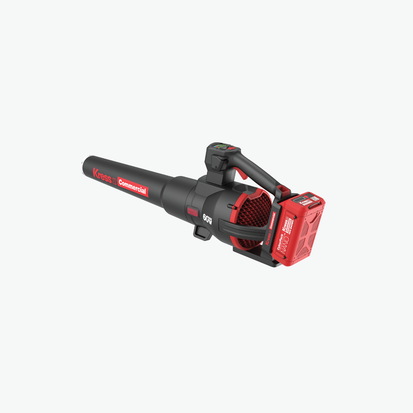 Kress Commercial 60V 22N Cordless Handheld Blower - 575 CFM back view with battery