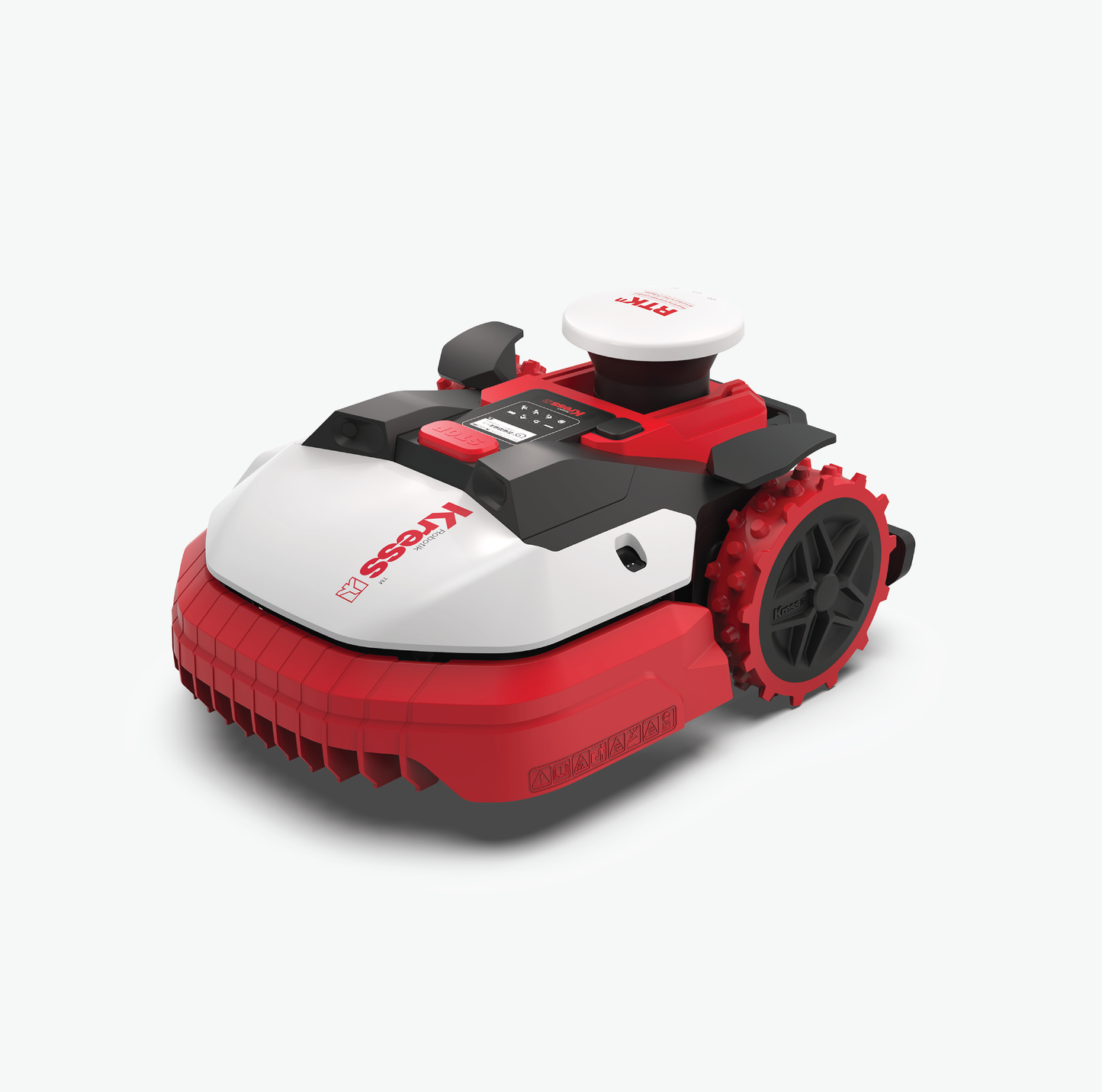 Kress KR161 lawn mower left diagonal view on a white background