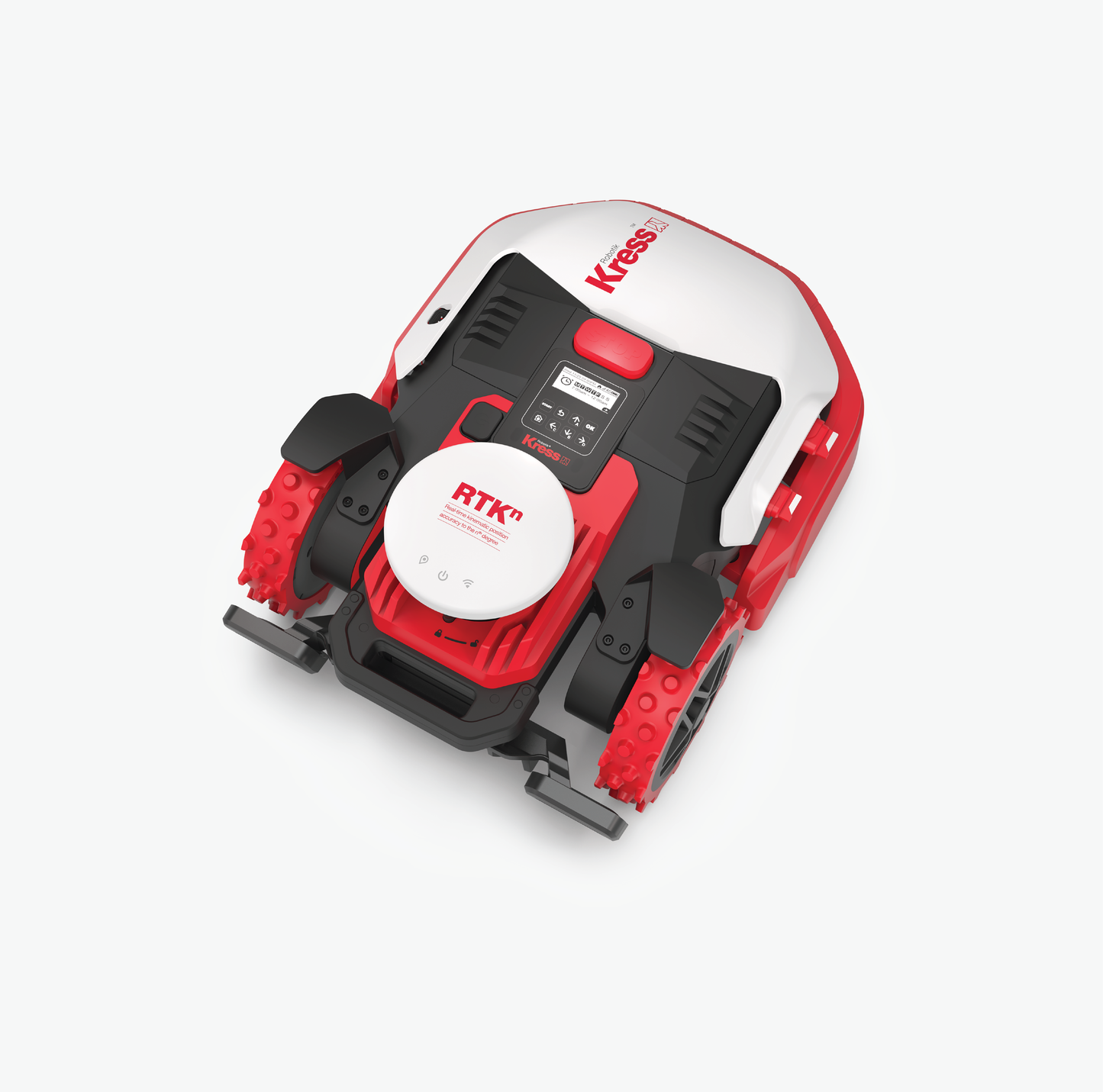 Kress KR172 lawn mower top view on a white background