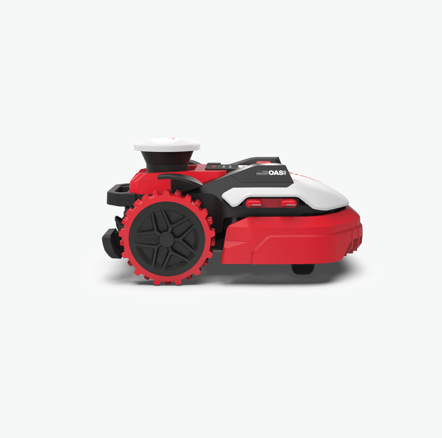 Kress KR173 lawn mower right side view on a white background