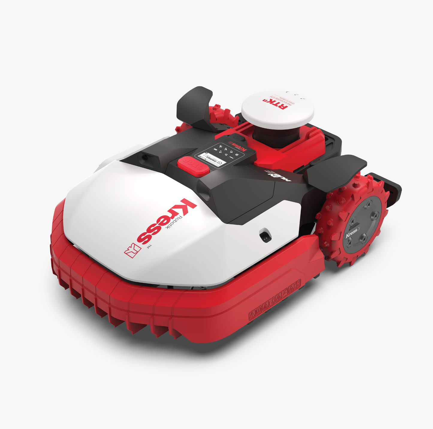 Kress KR233 lawn mower left diagonal side view on a white background