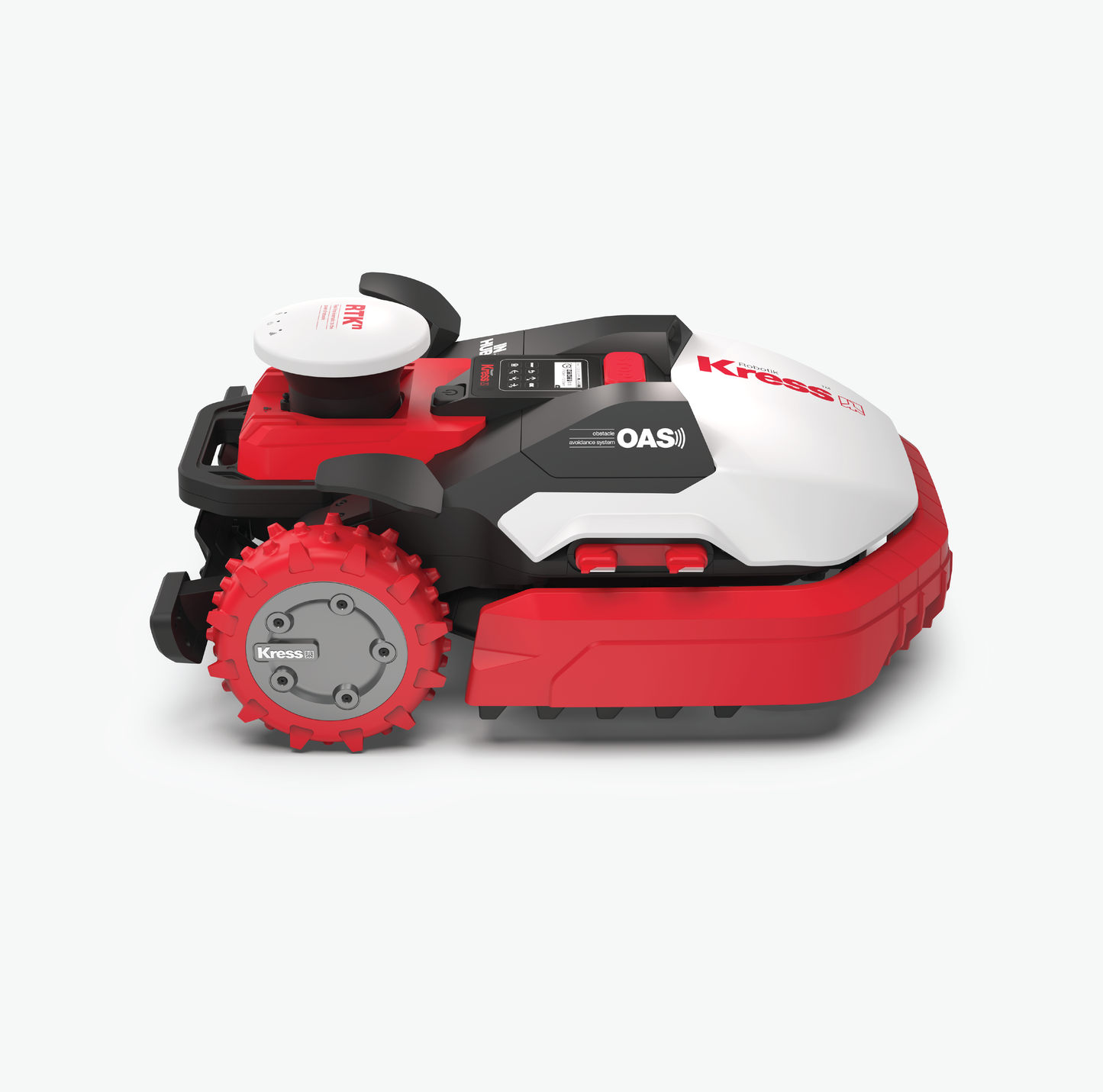 Kress KR233 lawn mower right side view on a white background