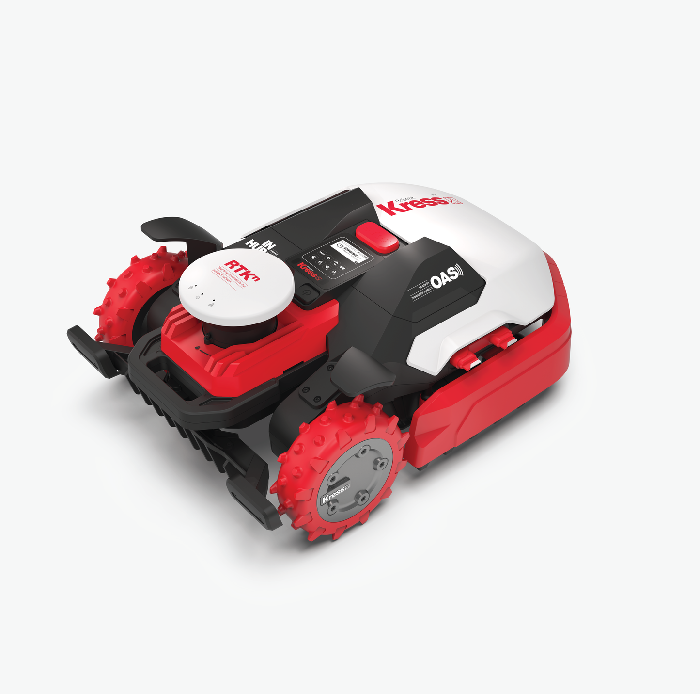 Kress KR233 lawn mower back right diagonal view on a white background