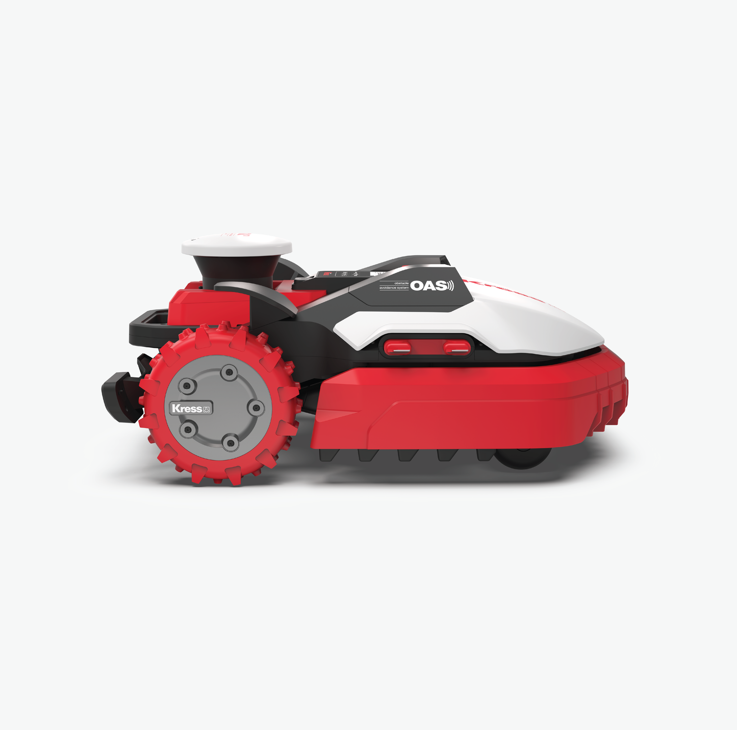 Kress KR233 lawn mower right side view on a white background