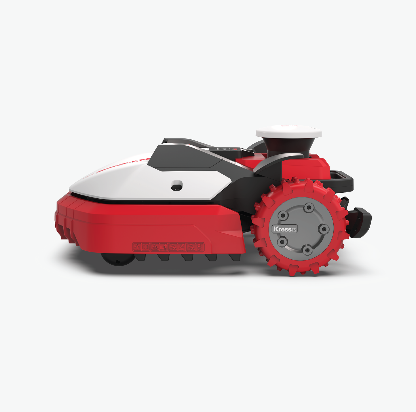Kress KR233 lawn mower left side view on a white background