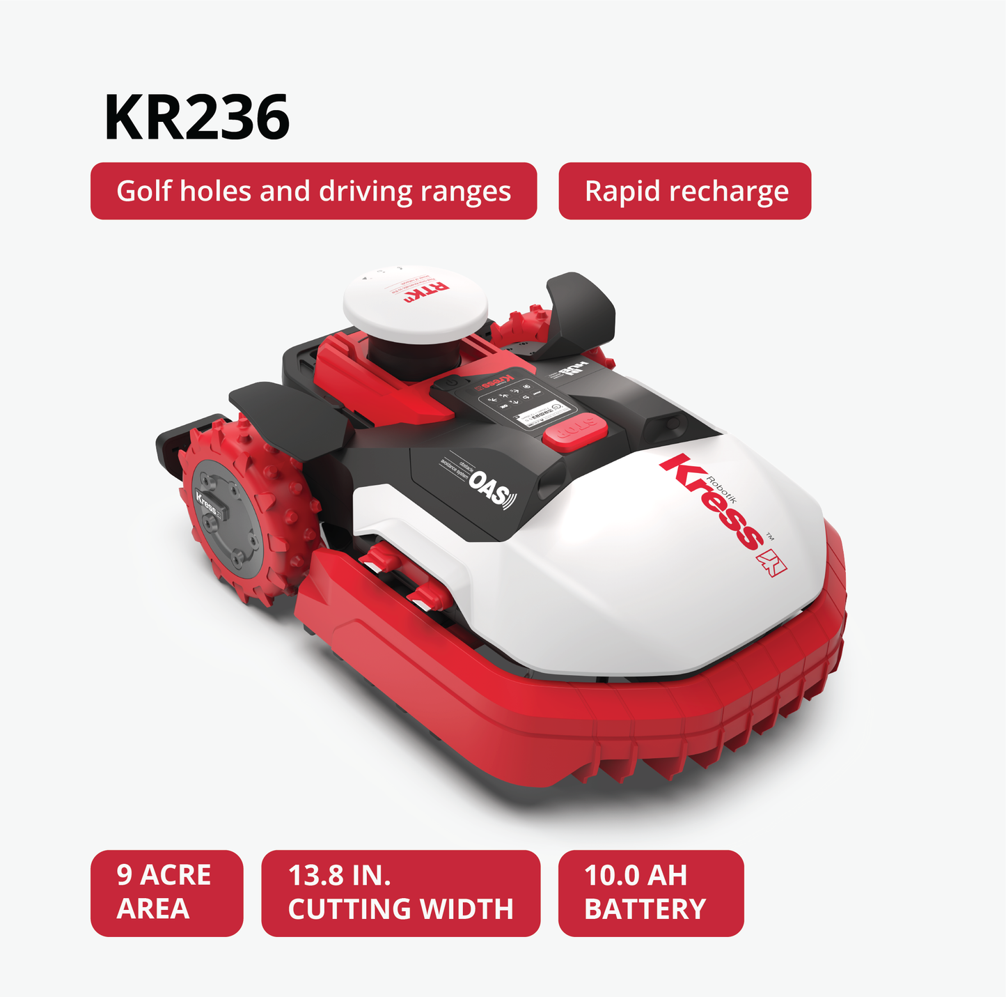 Kress Robotic lawn mower KR236 on a white background