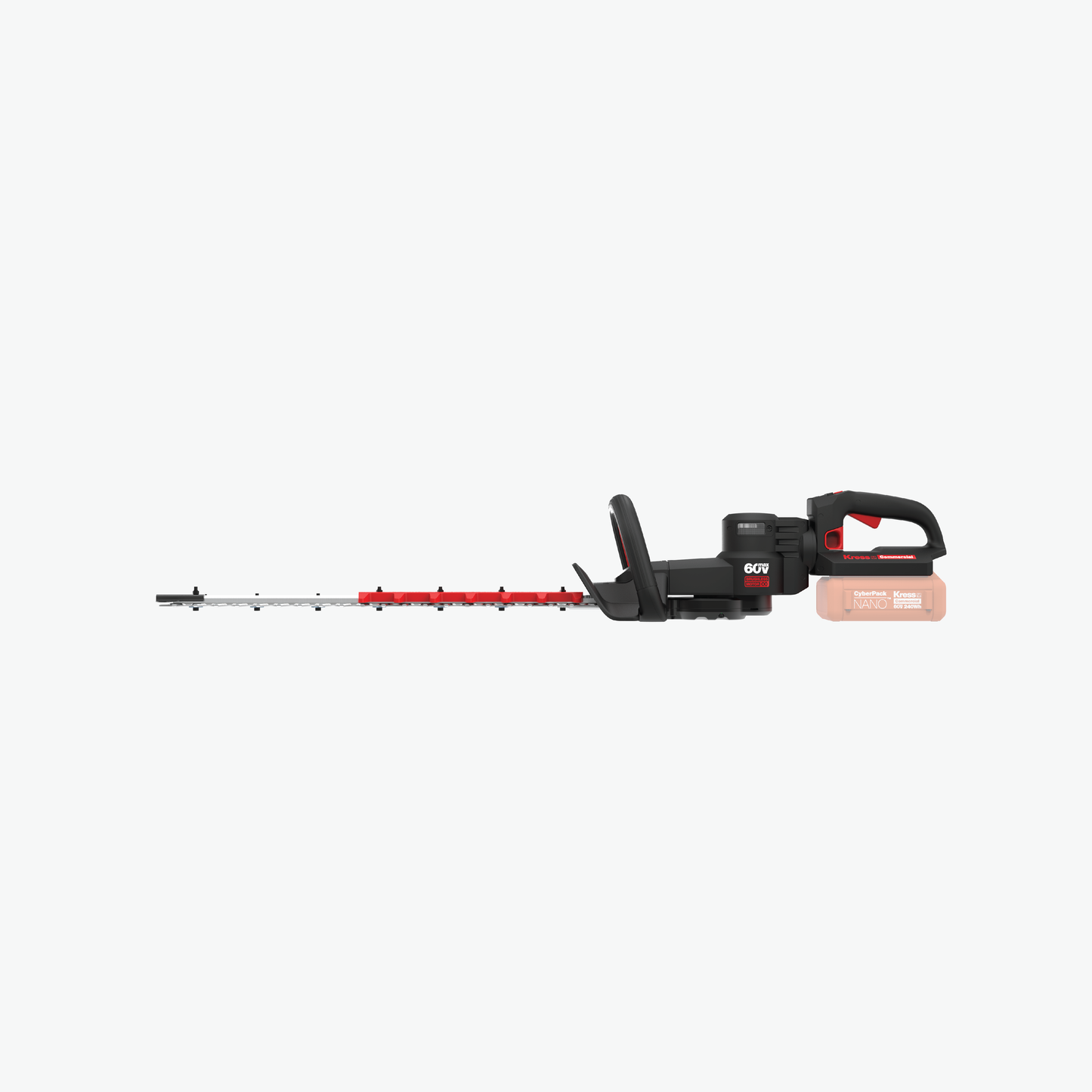 Kress Commercial 60V 25'' Hedge Trimmer (4400/5000 spm) side view without battery