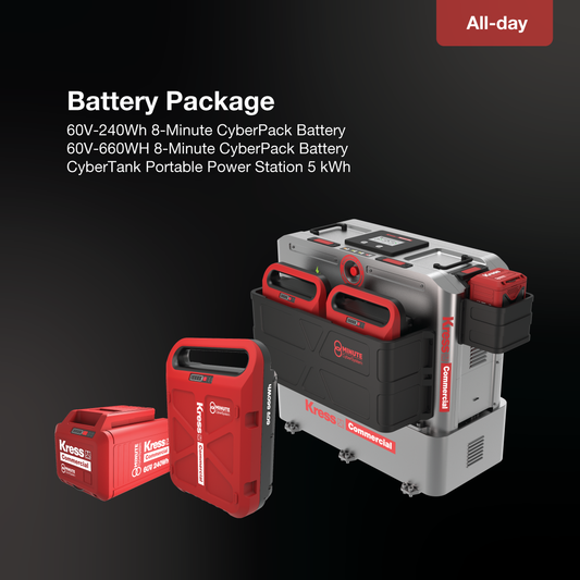 All-day battery Package: 60V-240Wh 8-Minute CyberPack Battery,  60V-660Wh 8-Minute CyberPack Battery, CyberTank Portable Power Station