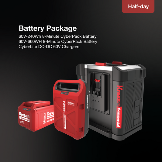 Half-day battery Package: 60V-240Wh 8-Minute CyberPack Battery,  60V-660Wh 8-Minute CyberPack Battery, CyberLite DC-DC 60V Chargers