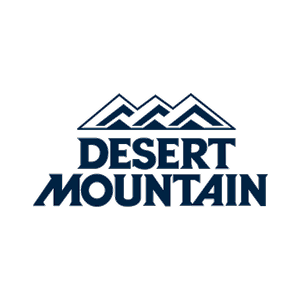 Desert Mountain logo with mountains on a white background