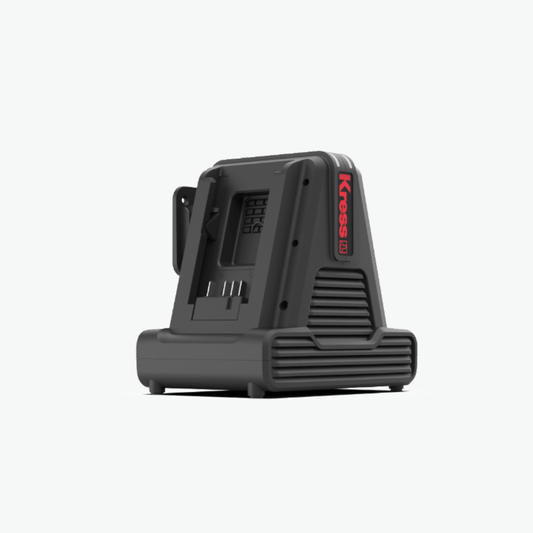 A black Kress Dual Charger 
shown from a three-quarters angle on a light gray background.