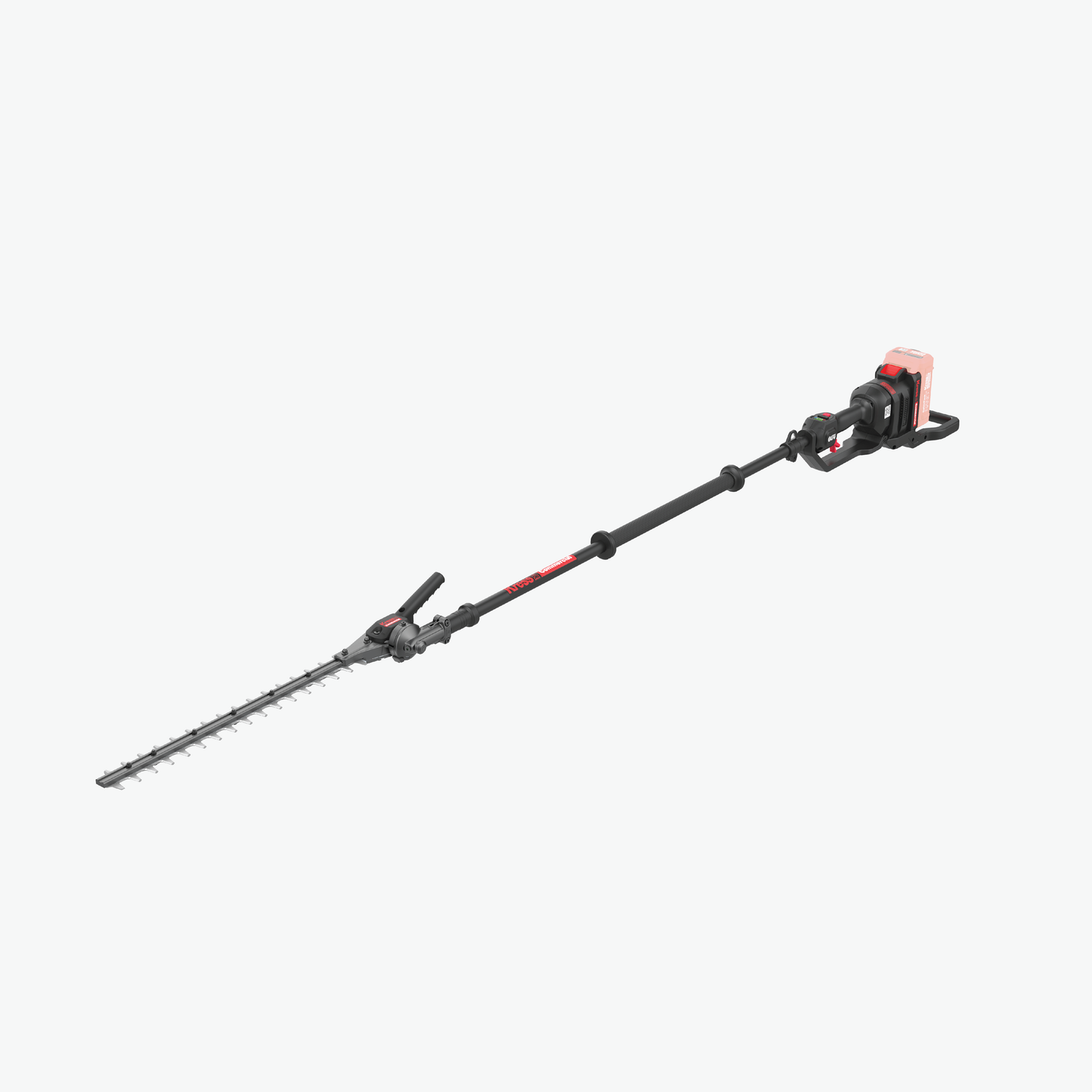 Kress Commercial 60V 22" Long Shaft Articulating (145°) Pole Hedge Trimmer left side front view without battery
