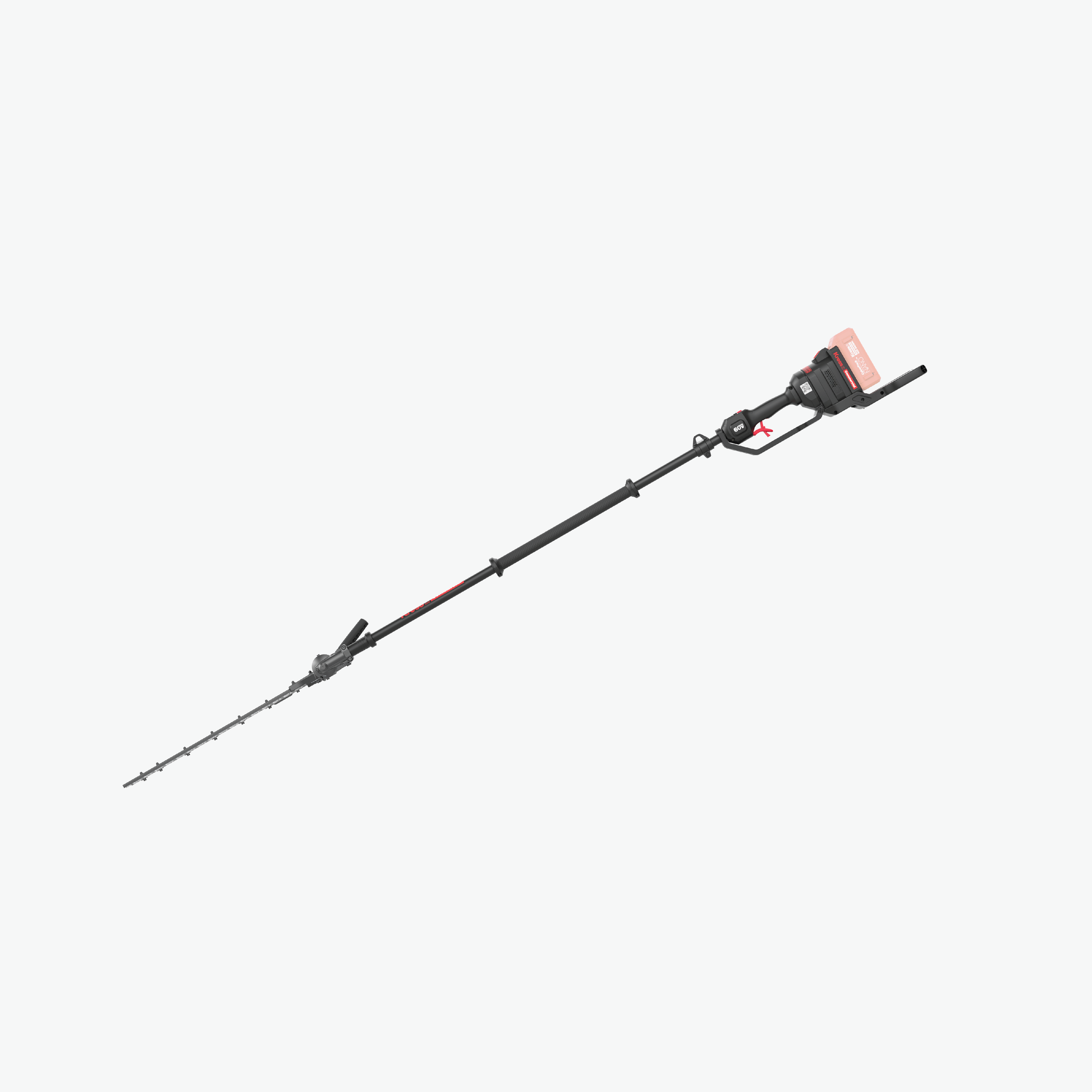 Kress Commercial 60V 22" Long Shaft Articulating (145°) Pole Hedge Trimmer left side view without battery