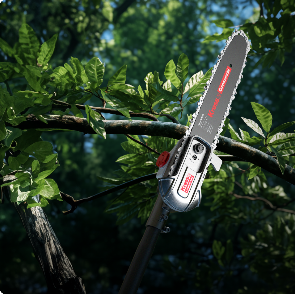 Kress Pole Saw cutting the branch of the tree