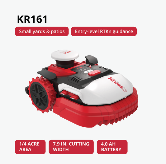 Kress Robotic lawn mower KR161 on a white background