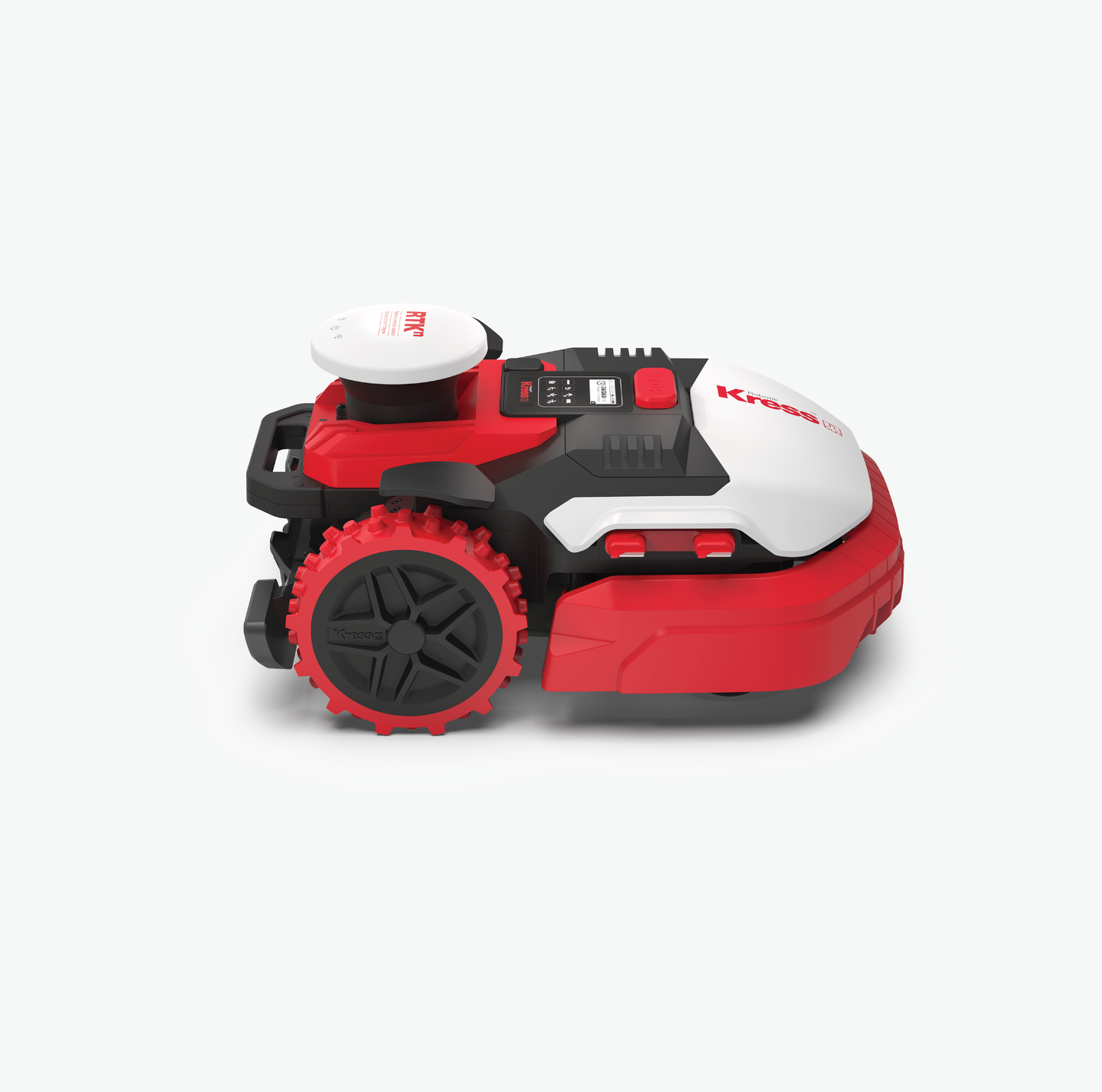 Kress KR161 lawn mower right side view on a white background