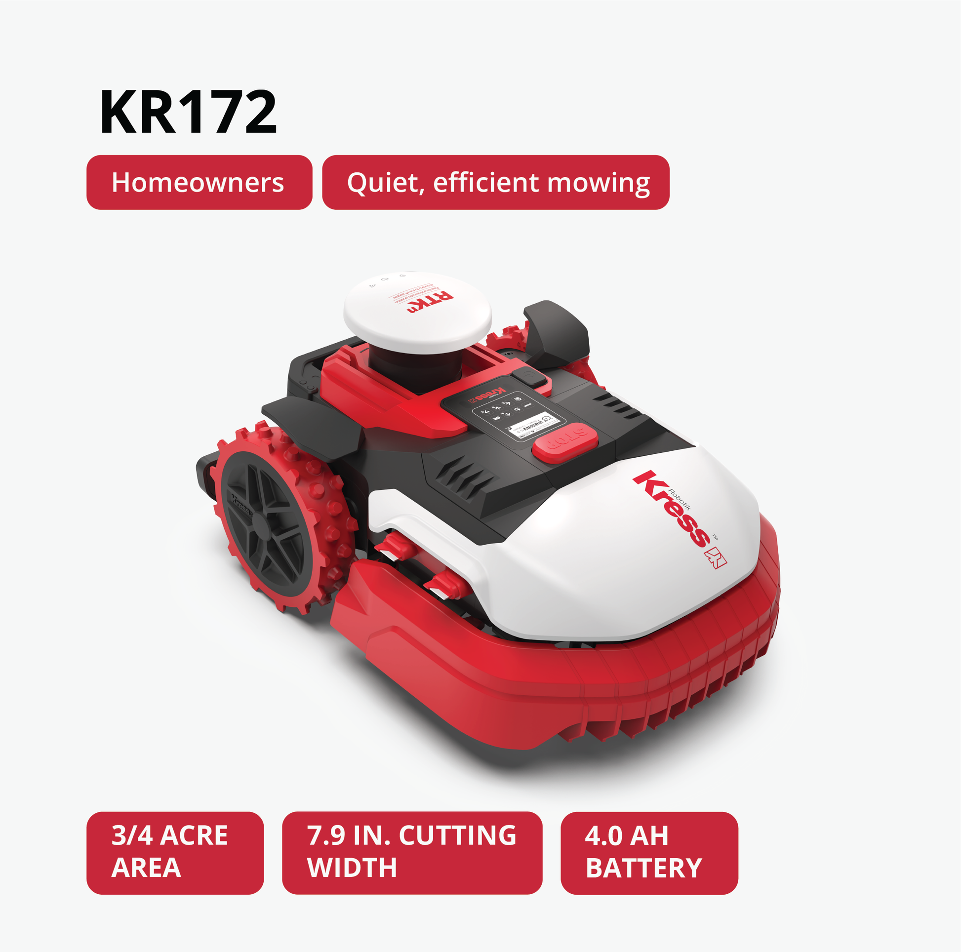 Kress Robotic lawn mower KR172 on a white background