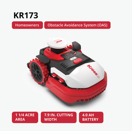 Kress Robotic lawn mower KR173 on a white background