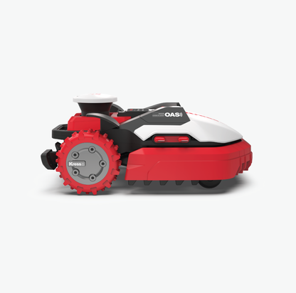 Kress KR233 lawn mower right side view on a white background