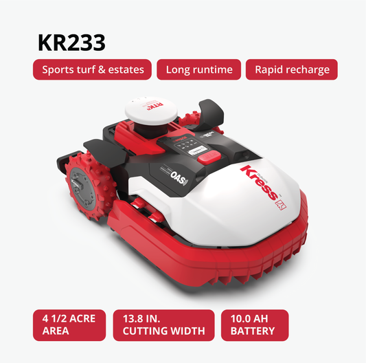 Kress Robotic lawn mower KR233 on a white background