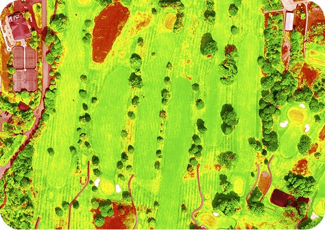NDVI image of golf course made by GreenSight Drone