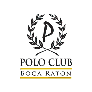 Logo of Polo Club Boca Raton with a stylized 'P' and leaf design.