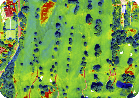 Thermal image of golf course made by GreenSight Drone